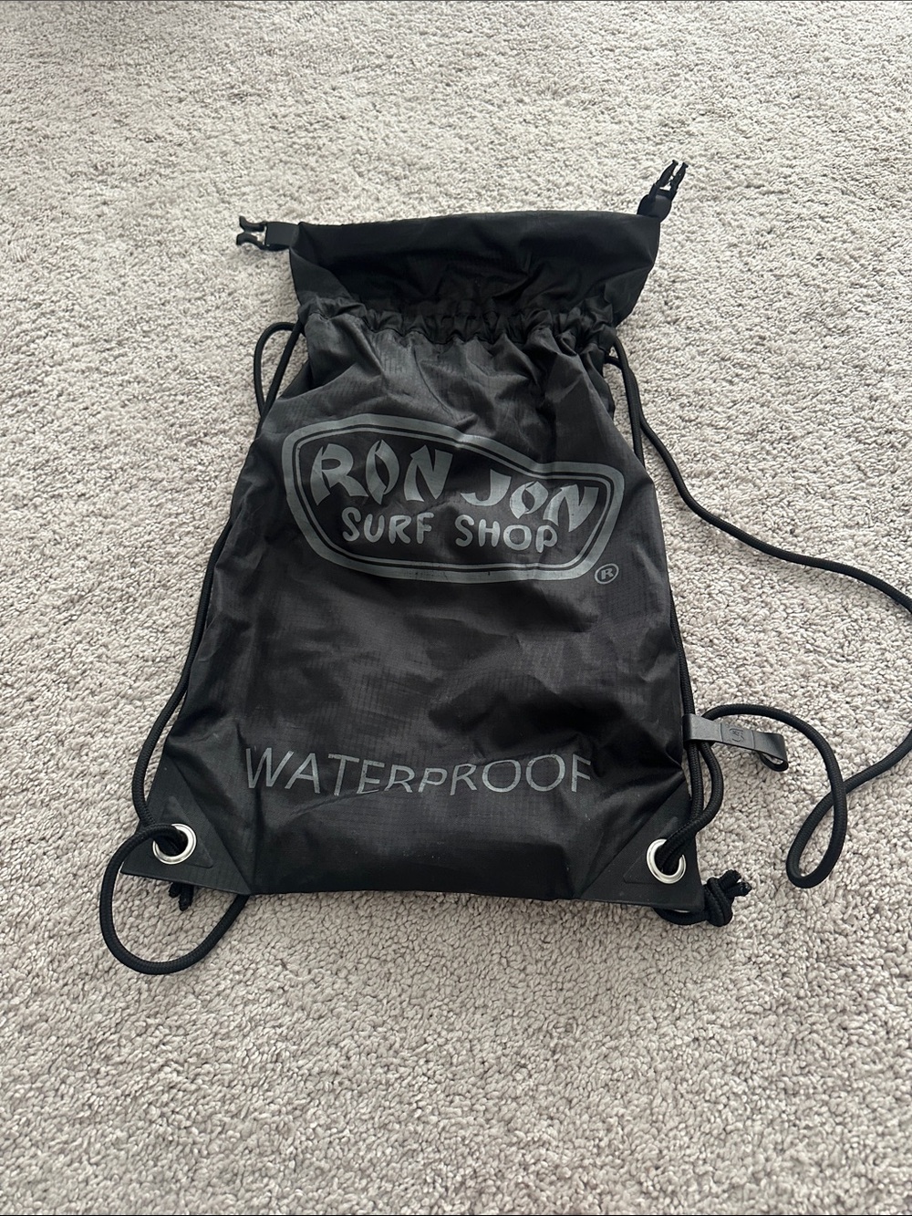 RON JON Black Waterproof Drawstring Swim Bag